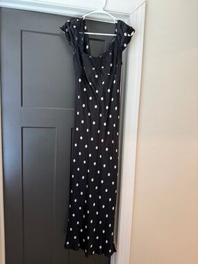 VICI Black Polka Dot Maxi Dress with Lace Trim